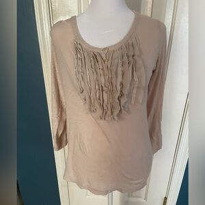 J. Crew Light Beige Ruffle Blouse